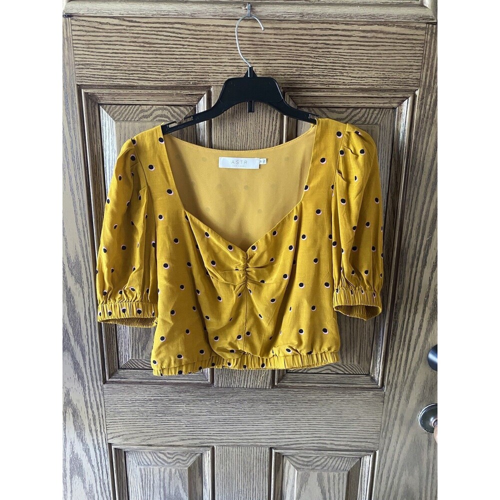 Astr The Label Drew Polka Dot Crop Top Yellow‎ Women’s Medium(Revolve)